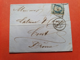 Napoléon ND 20ct Sur Lettre Avec Texte De Lyon Pour Crest En 1855 - Réf 1918 - 1849-1876: Periodo Classico