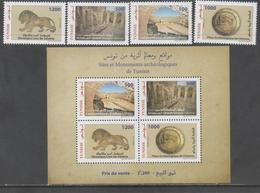 TUNISIA, 2017, MNH, ARCHAEOLOGICAL SITES AND MONUMENTS, LIONS, MOSAICS, AMPHITHEATRES, BATHS, 4v+SHEETLET - Archéologie