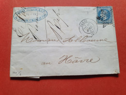 Napoléon Lauré 20ct Sur Lettre Avec Texte  De Paris Pour Le Havre En 1868  - Réf 1962 - 1849-1876: Periodo Classico