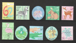 JAPAN 2018 ANIMALS SERIES NO. 1 (ANIMALS IN ZOO) SNAKE,ZEBRA,DEER,FLAMINGO,FROG,CROCODILE,TURTLE, 10V SET USED - Oblitérés