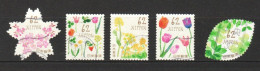 JAPAN 2018 SPRING GREETINGS (FLOWERS) 62 YEN COMP. SET OF 5 STAMPS,FINE, ODD SHAPED, USED - Gebraucht