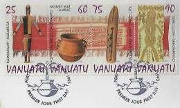 Vanuatu 1995 FDC Complete Set 4 Stamp Opening Of The National Cultural Complex Traditional Arts And Crafts Pottery Music - Vanuatu (1980-...)