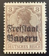 Mi 137c * SELTENE FARBE SCHWARZBRAUN Gepr Bauer BPP Tadellos Ungebraucht, Bayern 1919 3 Pf Germania (mint - Postfris