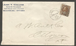 1917 General Merchant Corner Card Cover 2c Admiral War Tax Duplex Beachburg Ontario - Histoire Postale