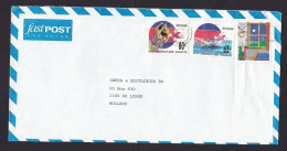 New Zealand: Airmail Cover To Netherlands, 1990, 3 Stamps, Games, Cycling, Swimming (Christmas Stamp Damaged) - Cartas & Documentos