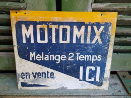 Rare Ancienne Enseigne Publicitaire Tôle & Papier Motomix Mélange 2 Temps En Vente Ici - Idrocarburi