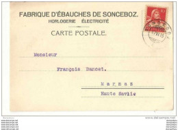 51 - 76 - Carte Suisse Fabrique D'Ebauches De Sonceboz 1915 - Uhrmacherei