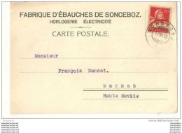 51 - 76 - Carte Suisse Fabrique D'Ebauches De Sonceboz 1915 - Horlogerie