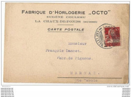 51 - 46 - Carte Suisse Envoyée De   La Fabrique D'Horlogerie "OCTO" 1919 - Horlogerie