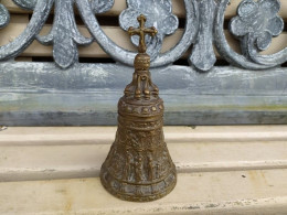 Ancienne Grande Cloche Bronze XIXème Scène Religieuse Religion Église - Arte Religioso