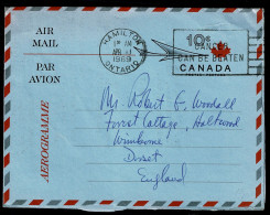 Ref 1630 - 1969 Canada 10c Aerogramme - Ontario To UK - Cancer Can Be Beaten Slogan Cancel - Covers & Documents