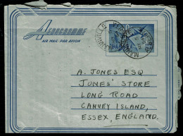 Ref 1630 - 1954 Canada 10c Aerogramme - Small Village - Mannville Alberta To Canvey Isle UK - Cartas & Documentos