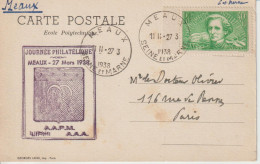 Oblitération Horoplan Meaux 1938 Sur Carte école Polytechnique - 1921-1960: Modern Tijdperk