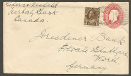 1921? Cover 5c UPU Rate Admiral/Uprated GV PSE Duplex Herbert Saskatchewan To Germany - Histoire Postale