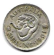 AUSTRALIE   ,1 Shilling, ELISABETH II   Argent , 1961 TB+ - Non Classés