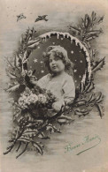 FÊTES ET VOEUX - Bonne Année - Fille Dans Un Cadre - Carte Postale Ancienne - Nieuwjaar