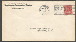 1925 Gotfredson Corporation Corner Card Cover 3c Admiral Slogan Walkerville Ontario - Histoire Postale