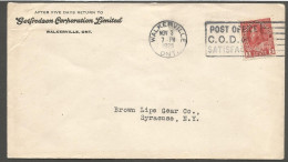 1925 Gotfredson Corporation Corner Card Cover 3c Admiral Slogan Walkerville Ontario - Postal History