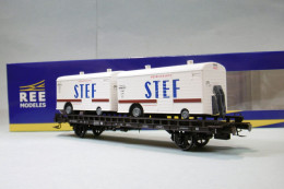 REE - WAGON UFR Biporteur STEF SNCF Ep. III Réf. WB-636 Neuf NBO HO 1/87 - Güterwaggons