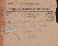 NOUVELLE CALEDONIE - NOUMEA - ENVELOPPE POSTE N°819 - RECOMMANDEE CHARGEE D'OFFICE POUR LE MAROC - CENCURE - RARE. - Covers & Documents