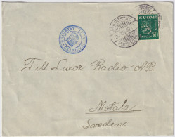 FINLAND - 1940 - Censor Mark On Cover From JAKOBSTAD To Motala, Sweden Franked 50p - Lettres & Documents