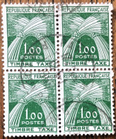 France 1960 Timbre Taxe N°94 En Bloc Oblitéré De 4 Timbres - 1960-.... Gebraucht