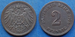 GERMANY - 2 Pfennig 1908 A KM# 16 Empire (1871-1918) - Edelweiss Coins - 2 Pfennig