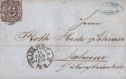 Thurn & Taxis Brief EF Minr.9 K1 Frankfurt 11.1.1858 Gel. Nach Ischeim Bei Zweibrücken - Lettres & Documents