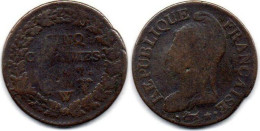 MA 24531  /  5 Centimes An 7 W Dupré B+ - 1792-1804 Prima Repubblica