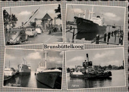 ! Ansichtskarte Brunsbüttelkoog, Autos, Cars, VW Käfer, Ships, Schiffe - Toerisme