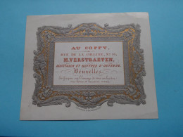 Calendrier 1856 - AU COFFY Rue De La Colinne BRUSSEL > M. VERSTRAETEN ( Carte PORCELAINE - Lith. SALOMON ) CDV ! - Cartoncini Da Visita