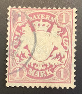 Mi 43 Tadellos Gepr Bauer BPP 1876 1M Gestempelt (Bayern Bavière Bavaria German States VF Used Germany Allemagne - Oblitérés