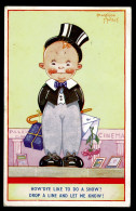 Ref 1632 - 1952 Beatrice Mallet Comic Postcard - Boy Dressed Up "How'dye Like To Do A Show?" - Mallet, B.