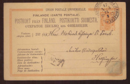 Finlande Entier Postal Cachet 1883 Finland Stationery Postcard Jernvagens Railway - Cartas & Documentos