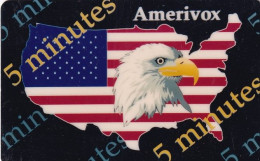 USA - Eagle & American Flaag, Amerivox Promotion Prepaid Card(5 Min), Tirage 30000, 12/93, Used - Aquile & Rapaci Diurni