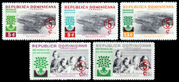 Dominican Republic, 1960, World Refugee Year, WRY, United Nations, Overprinted, MNH, Michel 717-721A - Réfugiés