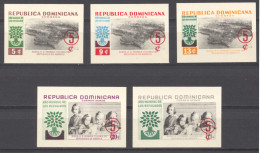 Dominican Republic, 1960, World Refugee Year, WRY, United Nations, Overprinted, Imperforated, MNH, Michel 717-721B - Rifugiati