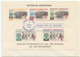 Dominican Republic, 1960, World Refugee Year, WRY, United Nations, Overprinted, On Cover, FD Cancelled, Michel Block 24A - Refugees