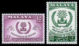 Malaya, 1960, World Refugee Year, WRY, United Nations, MNH, Michel 15-16 - Refugees