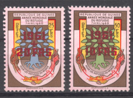 Guinea, 1961, World Refugee Year, WRY, United Nations, Overprinted And Revalued, MNH, Michel 69-70a - Réfugiés