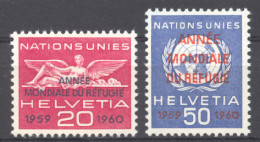 Switzerland, European Office, 1960, World Refugee Year, WRY, United Nations, MNH, Michel 31-32 - Réfugiés