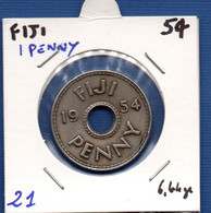 FIJI - 1 Penny 1954 -  See Photos -  Km 21 - Fiji