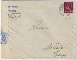 FINLAND - 1941 - Censored Cover From ORISMALA To Motala, Sweden Franked 2.75Mk - Storia Postale