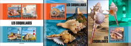 Djibouti 2023, Lighthouses And Shells, 4val In BF +2BF - Fossili
