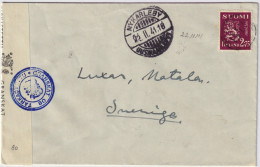 FINLAND - 1941 - Censored Cover From NYKARLEBY To Motala, Sweden Franked 2.75Mk - Storia Postale