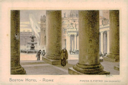 ROMA - BOSTON HOTEL - PIAZZA SAN PIETRO - DISEGNO CONTI - EDIZ. SALOMONE - 1910s ( 18034 ) - Cafés, Hôtels & Restaurants