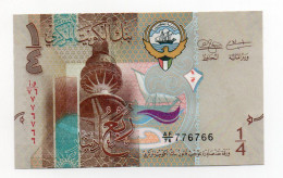 Kuwait Banknotes -  1/4 Dinar - Fancy Number 776766 - ND 2014 - UNC #4 - Koweït