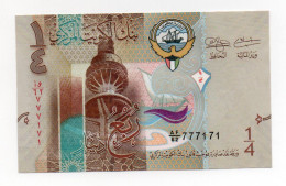 Kuwait Banknotes -  1/4 Dinar - Fancy Number 777171 - ND 2014 - UNC #6 - Koweït