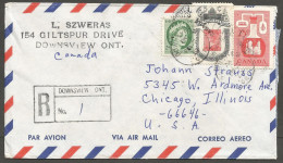 1963 Registered Cover 32c Chemical/Wilding/Victoria Duplex Downsview Ontario - Histoire Postale