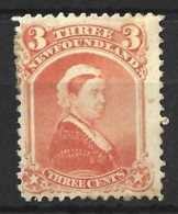 CANADA..."..NEWFOUNDLAND.."..QUEEN VICTORIA..(1837-01..).." 1868.."..3c......SG36....(CAT.VAL.£300..).....UNUSED...... - 1865-1902